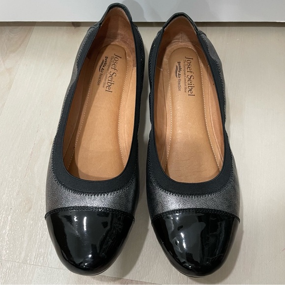 Josef Seibel Shoes - Joseph Siebel Women’s Size 40 (9-9.5) Black Silver Flat Leather Pippa 07